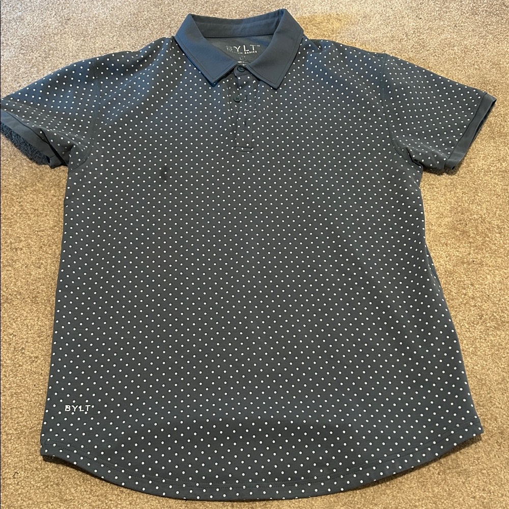 Bylt Drop-Cut LUX Dotted Polo: Pacific-Newport-Dotted / L